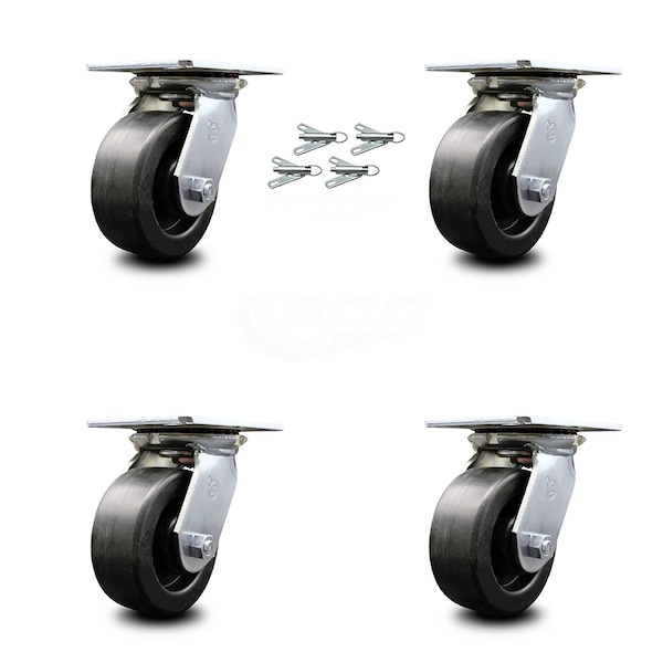 5 Inch Polyolefin Caster Set with Roller Bearings and Swivel Locks SCC